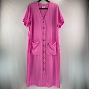 Lou & Grey Linen Pocket Midi Dress Size M